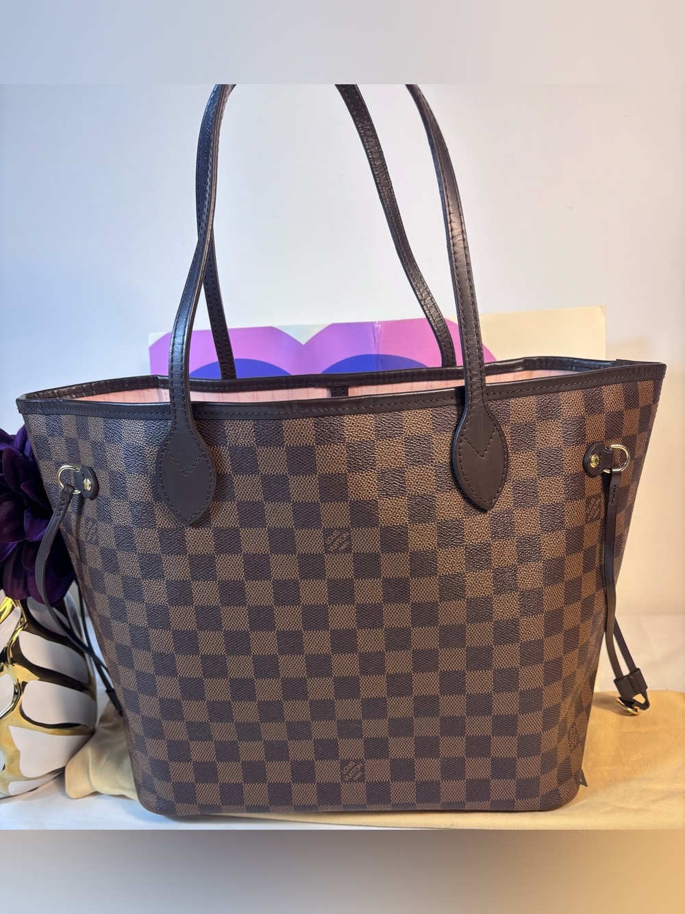 Beautiful Louis Vuitton Neverfull Mm Ebene Rose